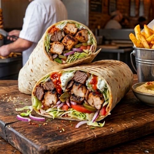 Chicken Shish and Lamb Shish Combo Wrap