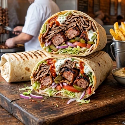 Doner and Lamb Shish Combo Wrap